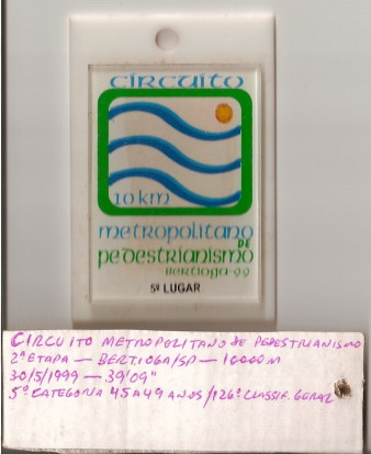 1999/30/Mai – Circuito Metropolitano de Pedestrianismo – 2ª etapa - Bertioga / SP 